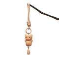 Wooden Cat Keychain Hand Carved Natural Wood Kitten Pendant Tassel Bag Charm Cute Animal Car Hanging Ornament Gift