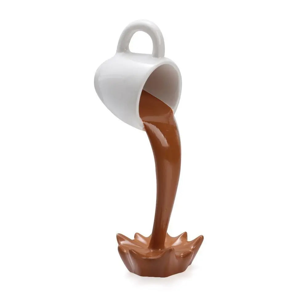 Coffee Cup Design Floating Coffee Cup Sculpture 3D Cup Home Decor Pouring Liquid Coffee Mug Gift For Coffee Lover Kitchen Decor