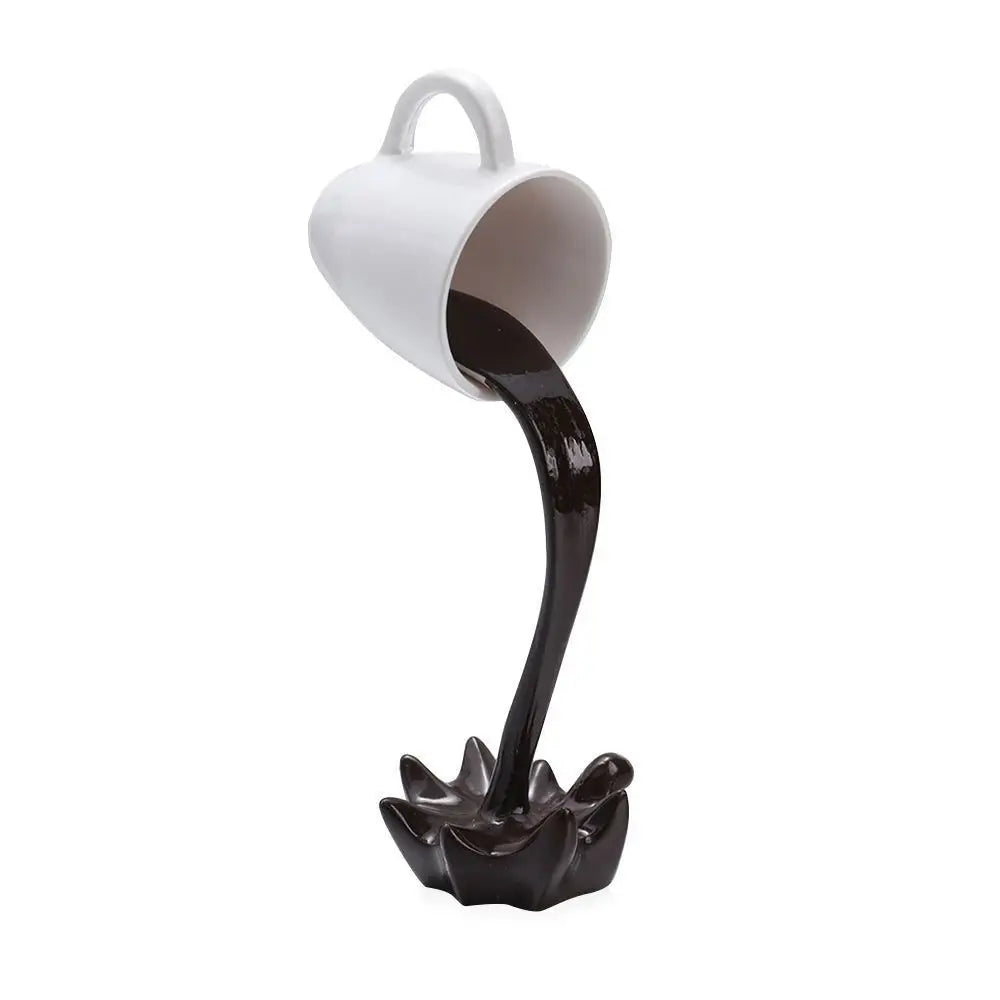 Coffee Cup Design Floating Coffee Cup Sculpture 3D Cup Home Decor Pouring Liquid Coffee Mug Gift For Coffee Lover Kitchen Decor