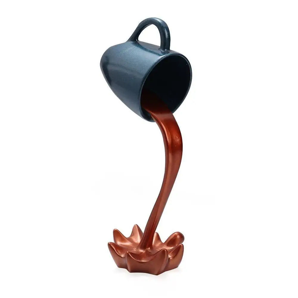 Coffee Cup Design Floating Coffee Cup Sculpture 3D Cup Home Decor Pouring Liquid Coffee Mug Gift For Coffee Lover Kitchen Decor