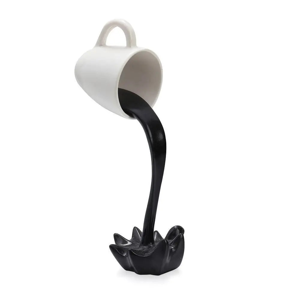 Coffee Cup Design Floating Coffee Cup Sculpture 3D Cup Home Decor Pouring Liquid Coffee Mug Gift For Coffee Lover Kitchen Decor