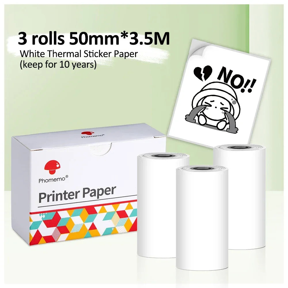 Portable Printer Phomemo M02S Thermal Mini Printer 300dpi Inkless Pocket Printer Compatible 15/25/53mm Sizes Self-Adhesive Paper