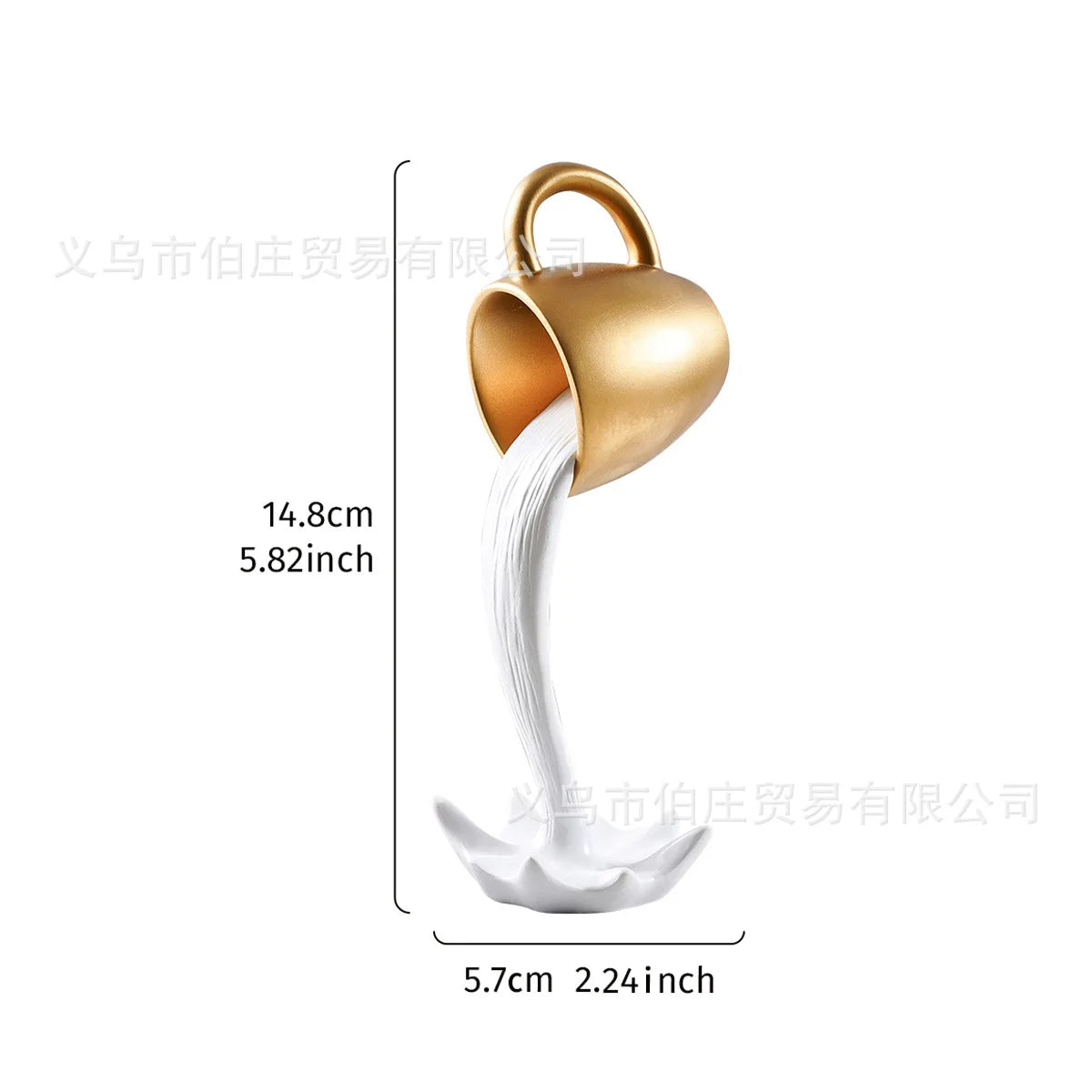 1Pcs High-end 3D Floating Spilling Coffee Cup Resin Craft Decorative Coffee Cup Ornaments Suspended Cup Sculpture Desktop
