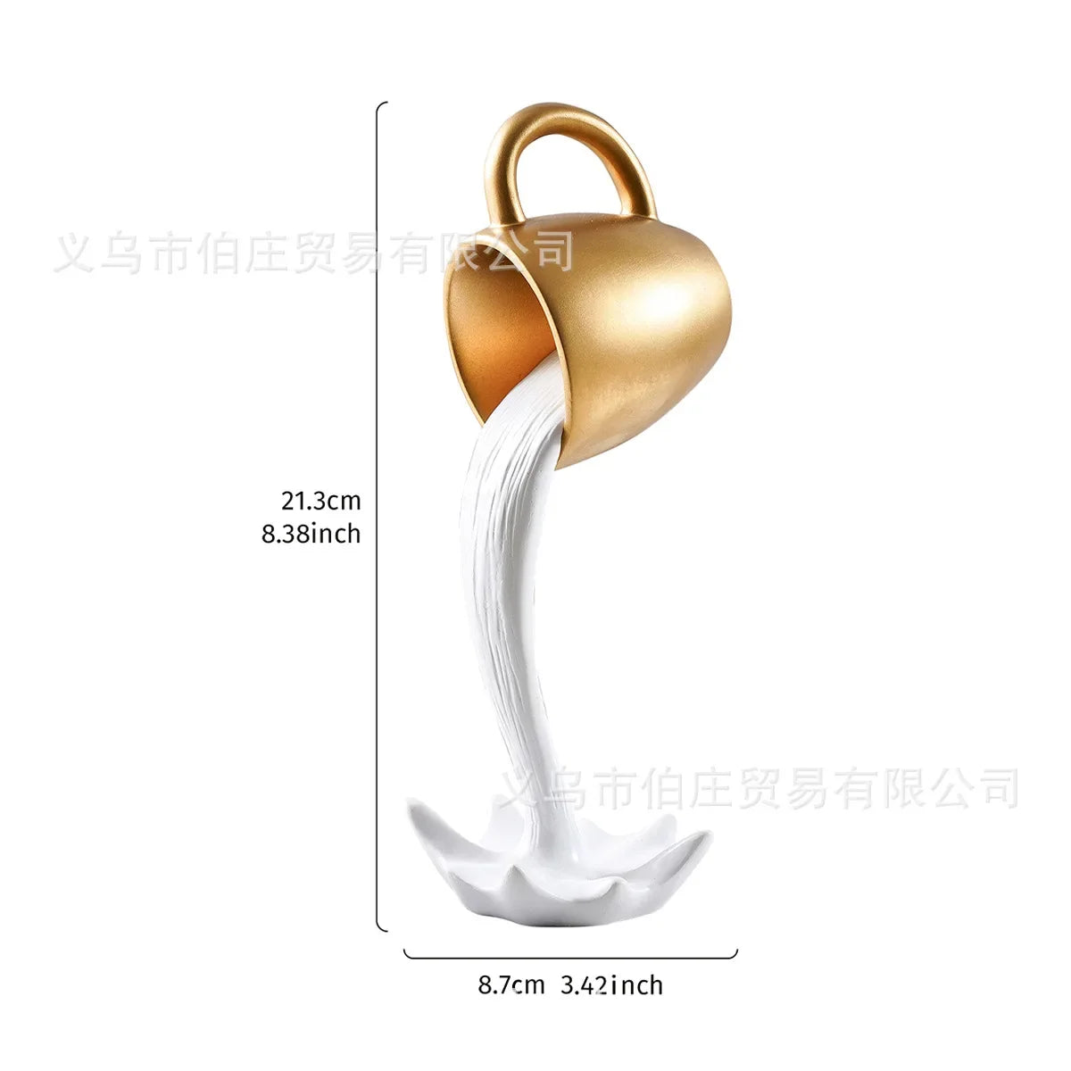 1Pcs High-end 3D Floating Spilling Coffee Cup Resin Craft Decorative Coffee Cup Ornaments Suspended Cup Sculpture Desktop