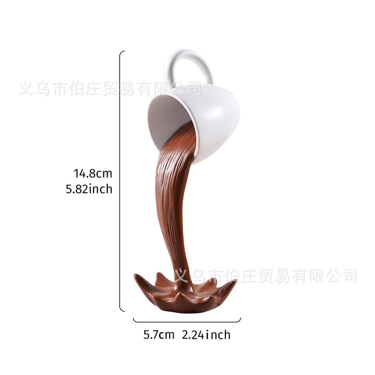 1Pcs High-end 3D Floating Spilling Coffee Cup Resin Craft Decorative Coffee Cup Ornaments Suspended Cup Sculpture Desktop