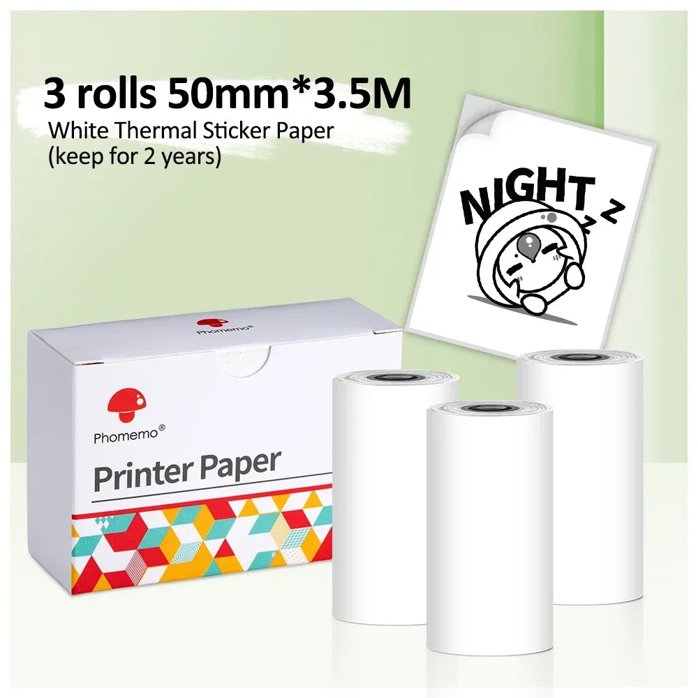 Portable Printer Phomemo M02S Thermal Mini Printer 300dpi Inkless Pocket Printer Compatible 15/25/53mm Sizes Self-Adhesive Paper