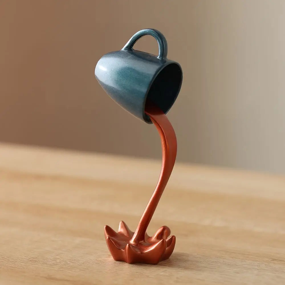 Coffee Cup Design Floating Coffee Cup Sculpture 3D Cup Home Decor Pouring Liquid Coffee Mug Gift For Coffee Lover Kitchen Decor