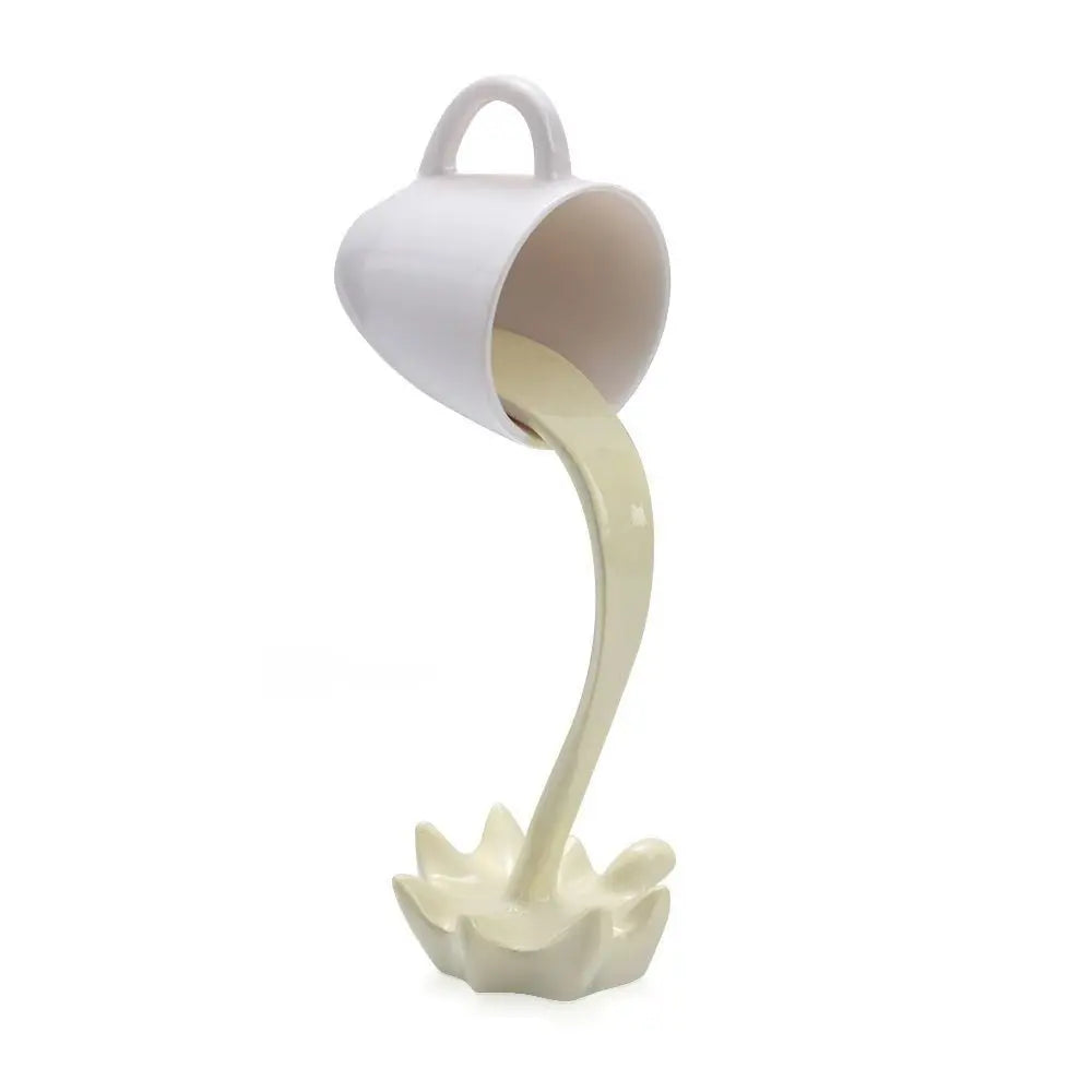Coffee Cup Design Floating Coffee Cup Sculpture 3D Cup Home Decor Pouring Liquid Coffee Mug Gift For Coffee Lover Kitchen Decor